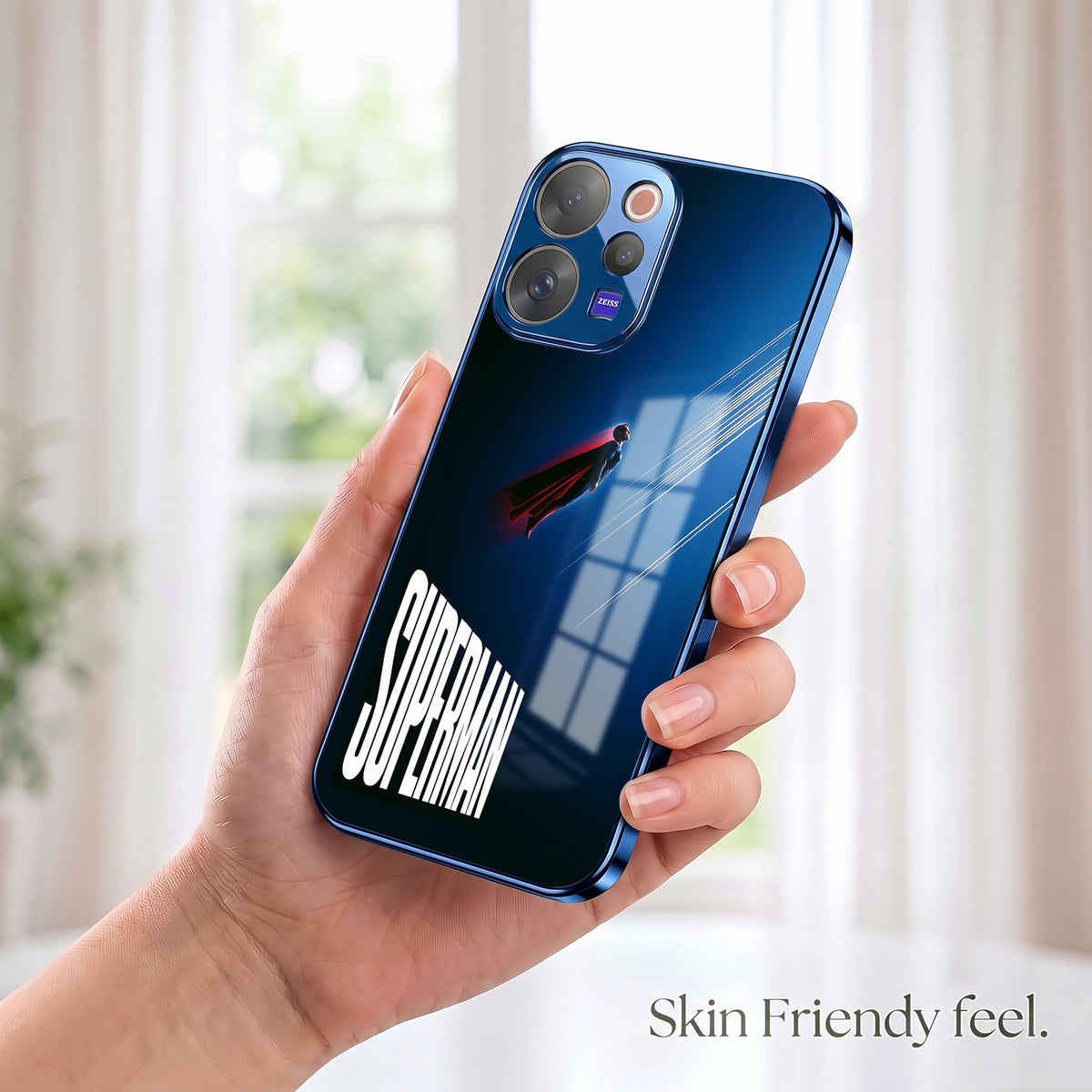 Vivo V70 5G Superman Blue Electroplated Glass Phone Back Case