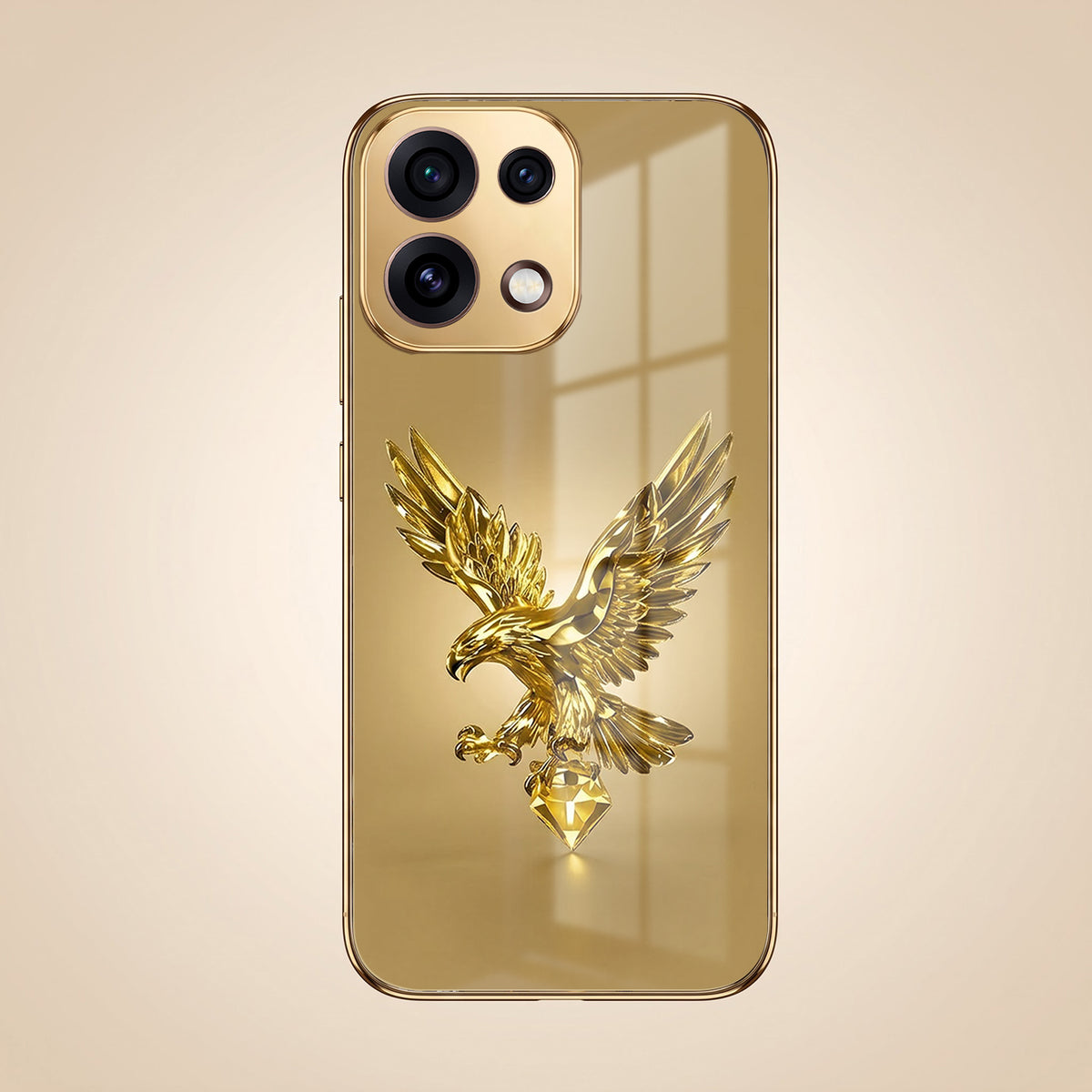 Oppo Reno 16C 5G Golden Eagle Gold Electroplated Glass Phone Back Case