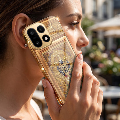 OnePlus 15 5G Premium Heritage Gold Electroplated Glass Phone Back Case