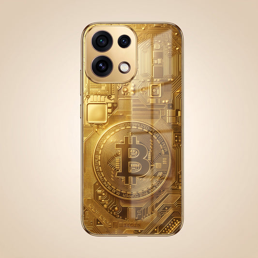 Oppo Reno 16C 5G Bitcoin Gold Electroplated Glass Phone Back Case