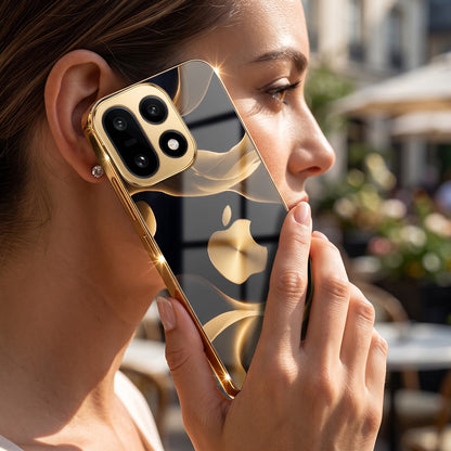 OnePlus 15 5G Luxury Wave Gold Electroplated Glass Phone Back Case