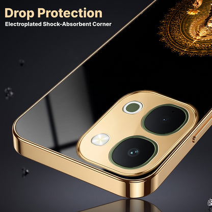 Vivo T5x 5G Golden Maa Lakshmi Gold Electroplated Glass Phone Back Case
