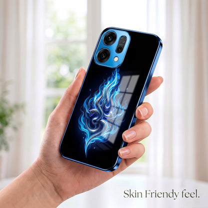 Oppo Reno 14 5G Blue Flame OM Blue Electroplated Glass Phone Back Case