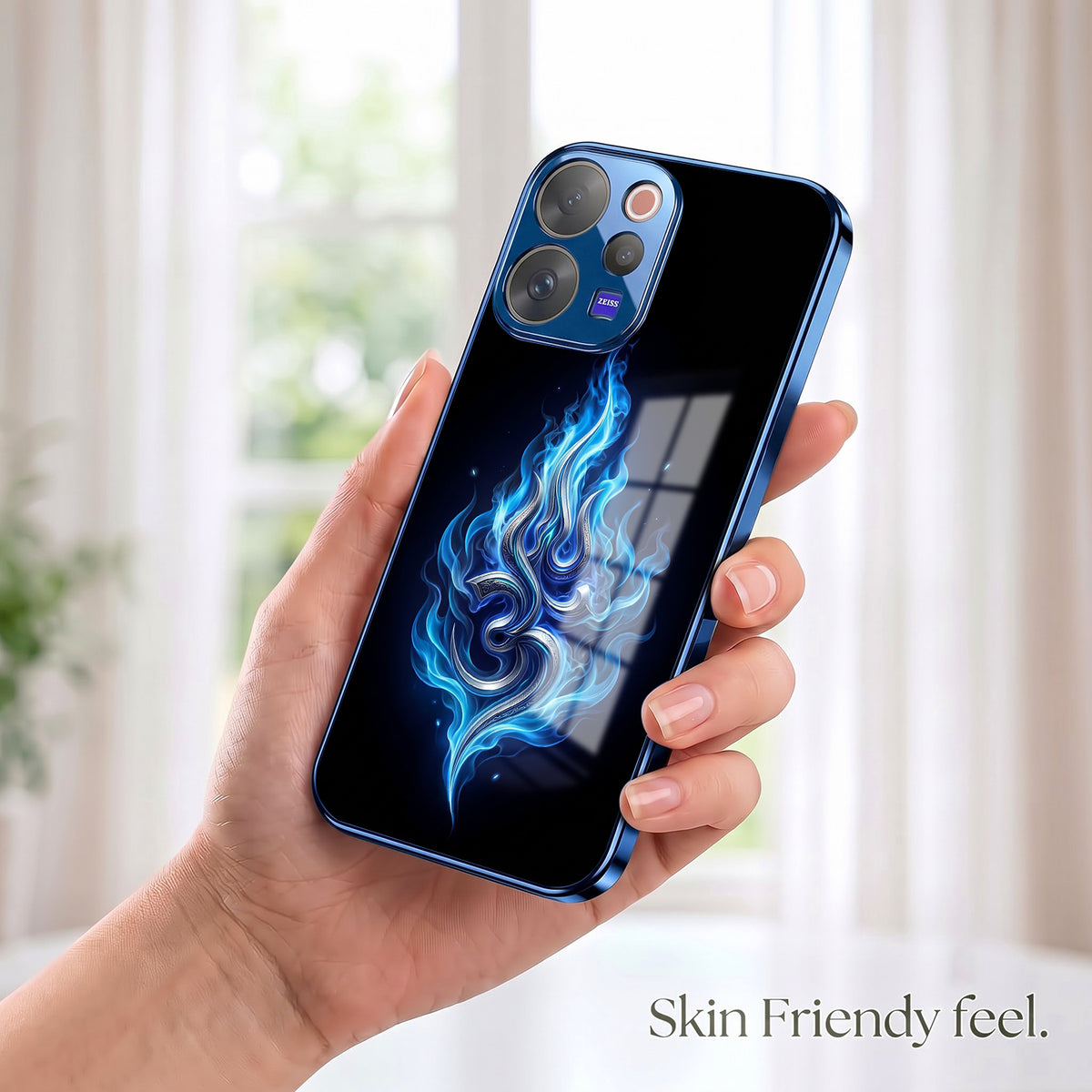 Vivo V70 5G Blue Flame OM Blue Electroplated Glass Phone Back Case