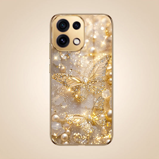 Oppo Reno 16C 5G Golden Butterfly Gold Electroplated Glass Phone Back Case