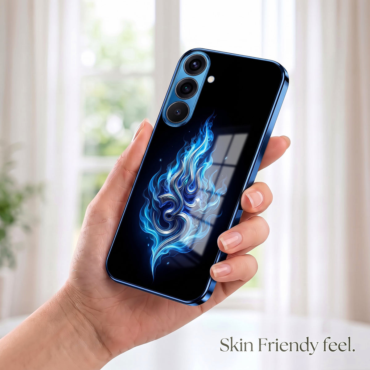 Samsung Galaxy A56 5G Blue Flame OM Blue Electroplated Glass Phone Back Case