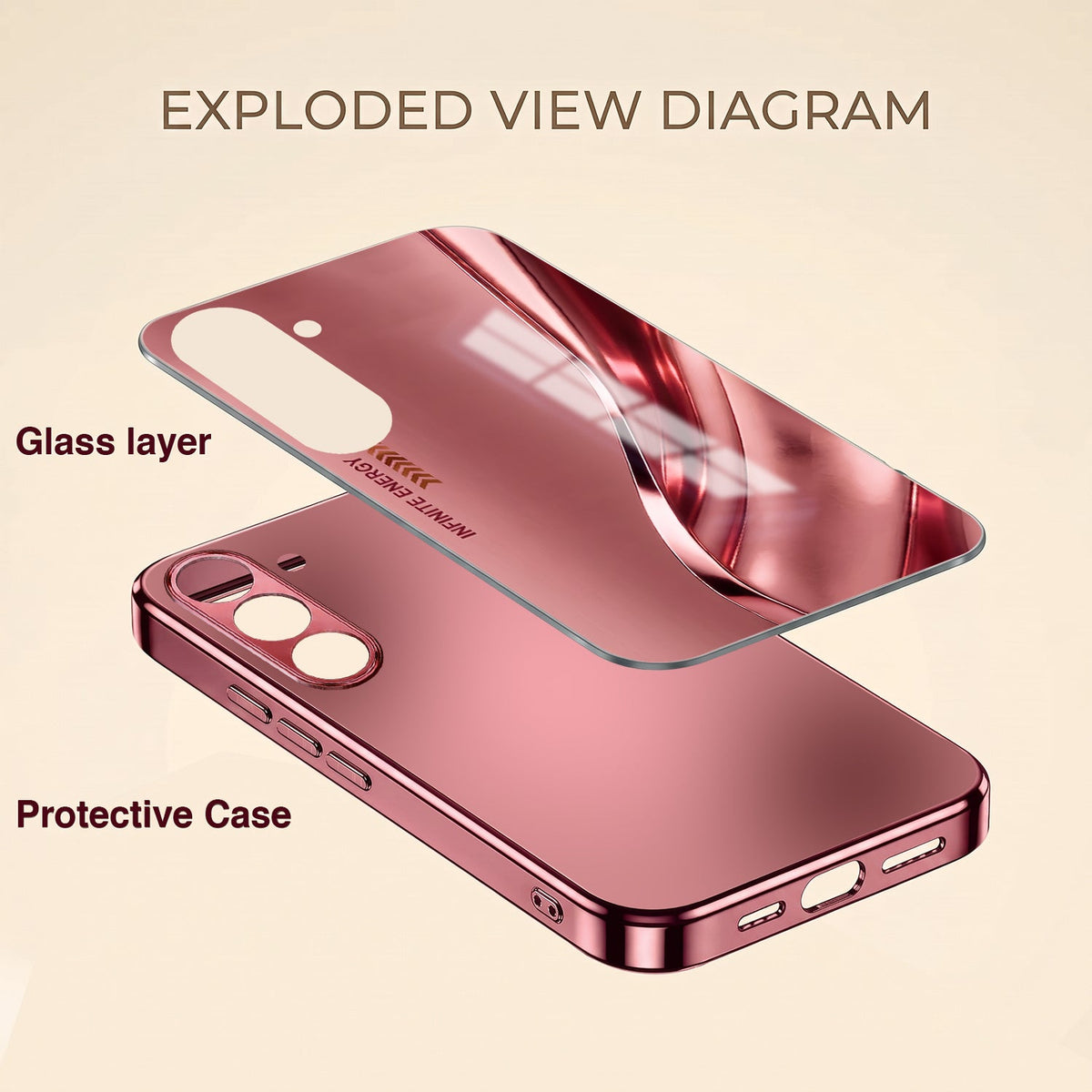 Samsung Galaxy A56 5G Luxury Infinity Energy Pink Electroplated Glass Phone Back Case