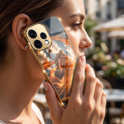 Oppo Reno 15 5G Divine Hanuman Gold Electroplated Glass Phone Back Case