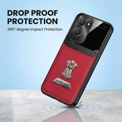 Vivo Y28s 5G Satyamev Jayate 2-in-1 Emblem Leather Lens Protective Back Case
