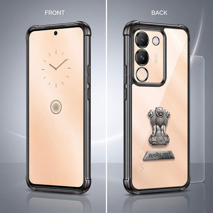 Vivo Y200 5G Satyamev Jayate 2-in-1 Emblem Transparent Shockproof Airbag Case