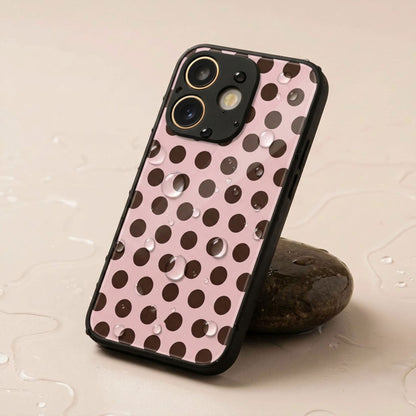 Oppo A5 Pro 5G Aesthetic Pink & Dark Brown Polka Dot Acrylic Back Cover
