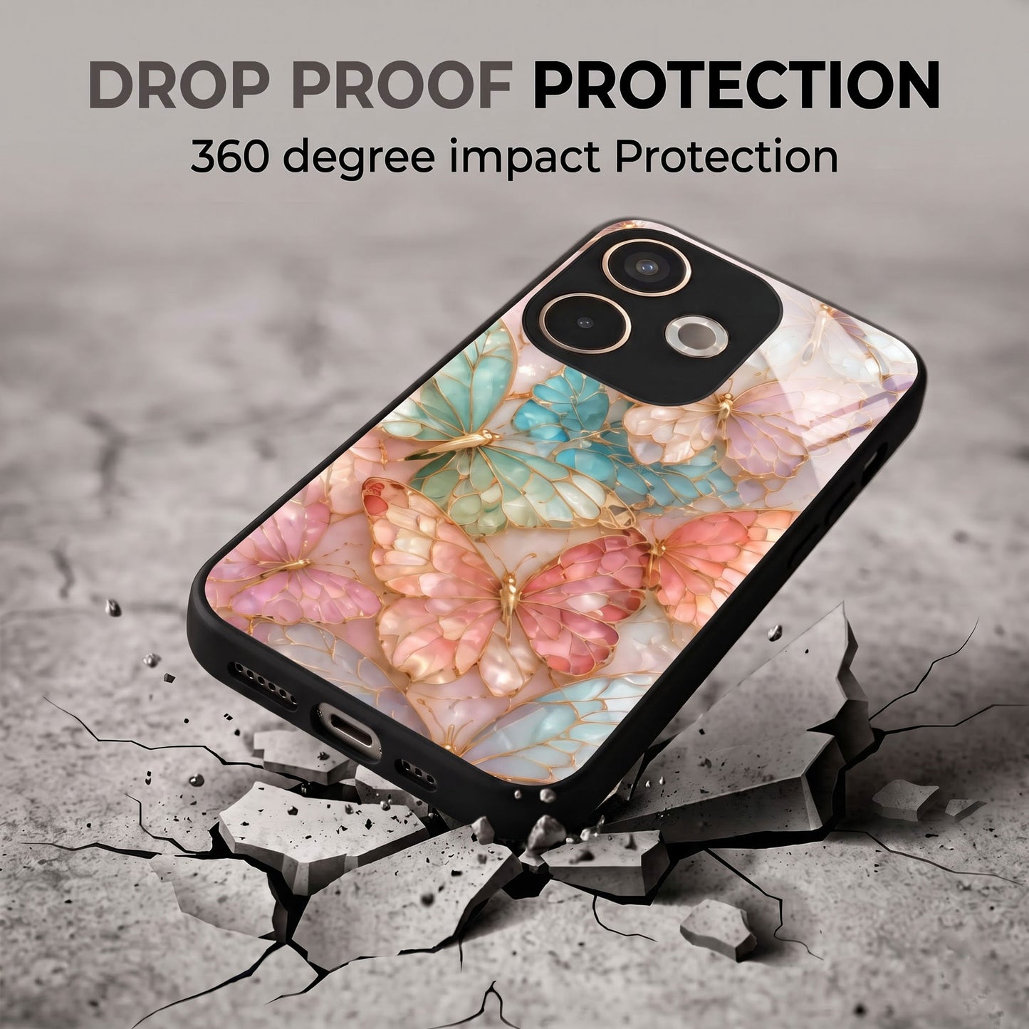 Oppo A5 Pro 5G Aesthetic Golden Butterfly Acrylic Back Cover