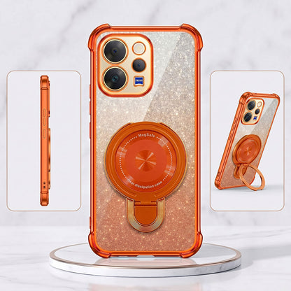 Vivo V70 5G Invincible Bracket Ring Stand Shimmer Airbag Cosmic Orange Case
