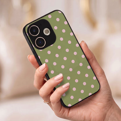 Oppo A5 Pro 5G Elegant Olive Green Pink Polka Dot Acrylic Back Cover