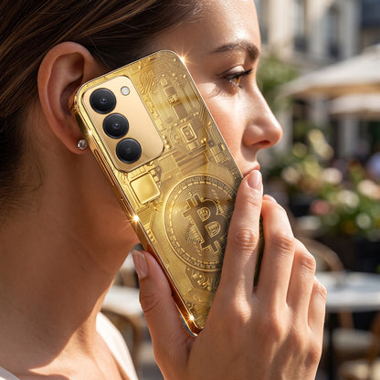 Redmi 15 5G Bitcoin Gold Electroplated Glass Phone Back Case