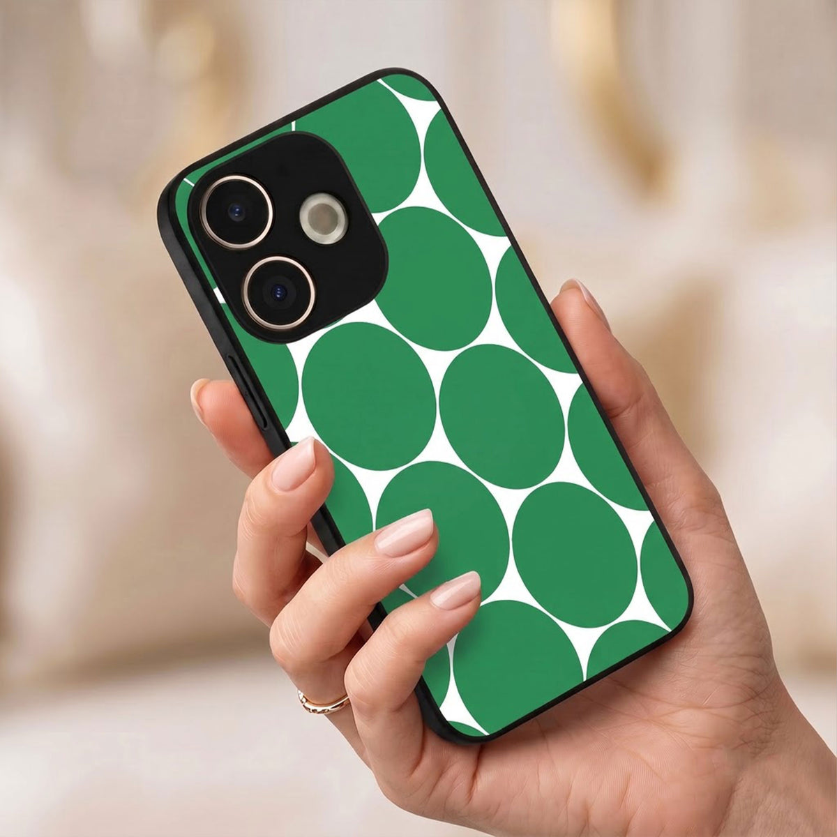 Oppo A5 Pro 5G Aesthetic White & Green Bubble Pattern Acrylic Back Cover