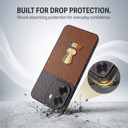 Oppo K14 5G Tri-Color Satyamev Jayate Carbon Fiber Leather Hybrid Phone Case