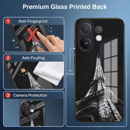 Vivo V60 5G Premium Acrylic Shockproof Glass Back Case (Eiffel Tower)