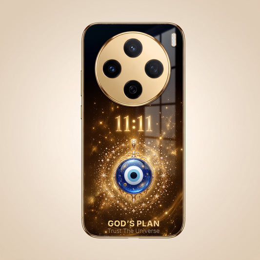 Vivo X200 5G God’s Plan Evil Eye Gold Electroplated Glass Phone Back Case