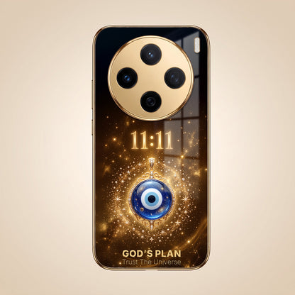 Vivo X200 5G God’s Plan Evil Eye Gold Electroplated Glass Phone Back Case