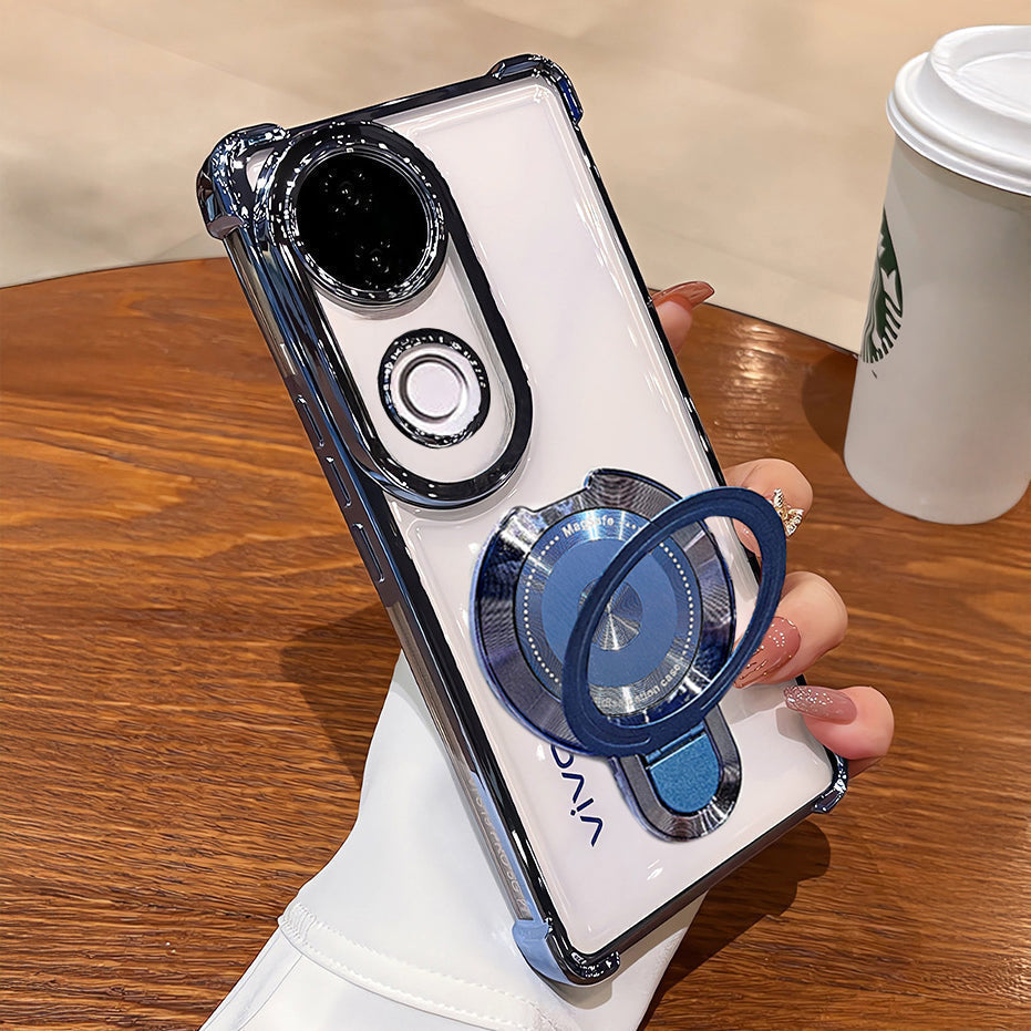 Vivo V50 5G Luxury Four Corner Invincible Bracket Ring Stand Case (Buy 1 Get 1 Surprise Cover)