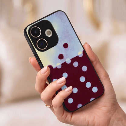 Oppo A5 Pro 5G Aesthetic Maroon & Light Blue Polka Dot Acrylic Back Cover