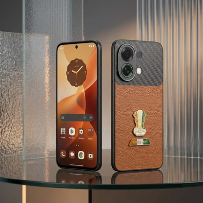 Oppo K13 Turbo 5G Tri-Color Satyamev Jayate Carbon Fiber Leather Hybrid Phone Case