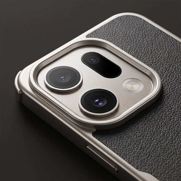 Oppo Find X9 5G Premium Leather-Style Phone Case with Chrome Finish Frame Elegant Protective Cover