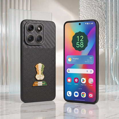 Motorola Edge 70 Fusion 5G Tri-Color Satyamev Jayate Carbon Fiber Leather Hybrid Phone Case