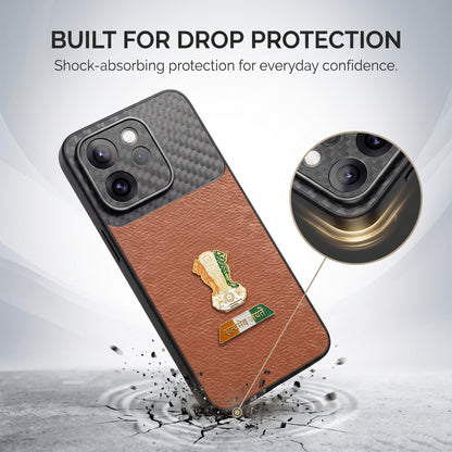 Oppo Reno 15 Pro Mini 5G Tri-Color Satyamev Jayate Carbon Fiber Leather Hybrid Phone Case
