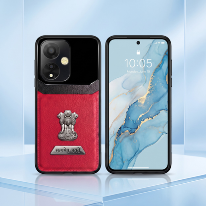 Oppo A59 5G Satyamev Jayate 2-in-1 Emblem Leather Lens Protective Back Case