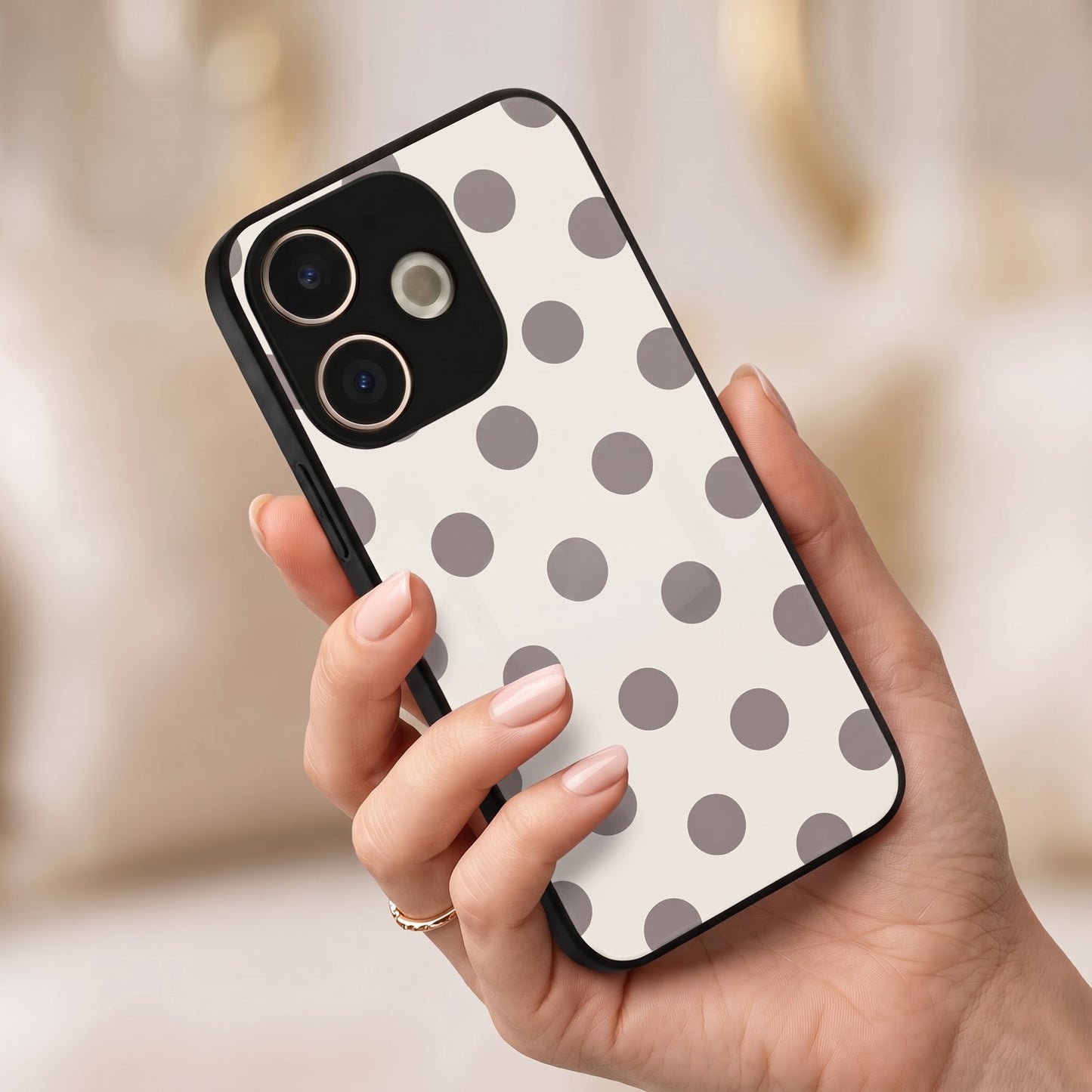 Oppo A5 Pro 5G Elegant White Grey Polka Dot Acrylic Phone Back Cover