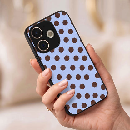 Oppo A5 Pro 5G Aesthetic Light Blue and Brown Polka Dot Acrylic Back Cover
