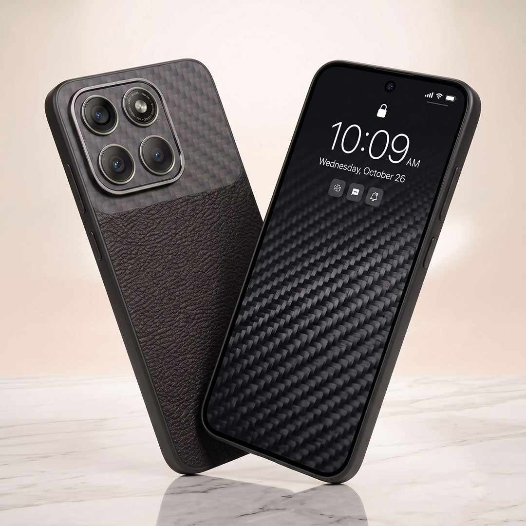 Motorola Edge 60 Pro 5G Carbon Fiber Leather Hybrid Phone Case