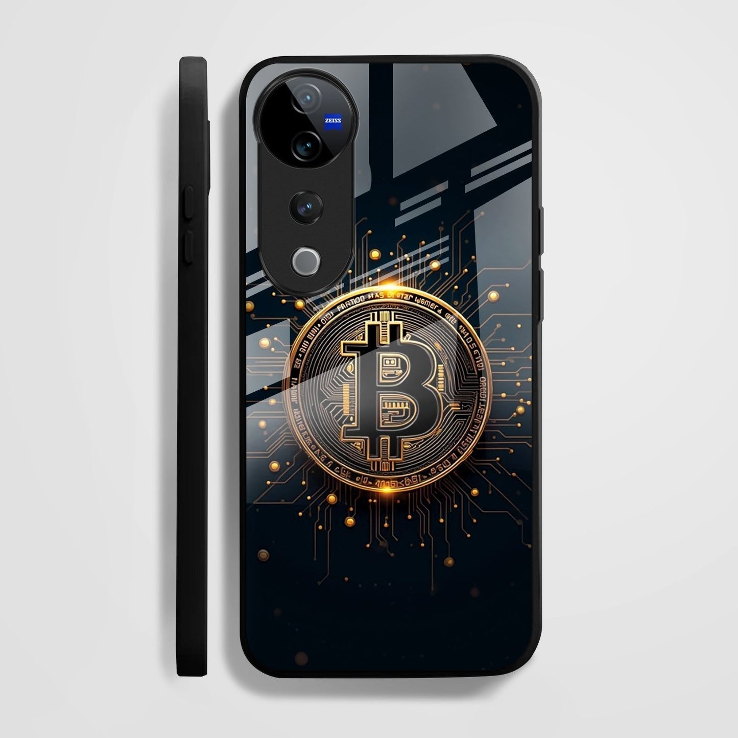 Vivo V40 Pro 5G Premium Acrylic Shockproof Glass Back Case (Bitcoin Armor)