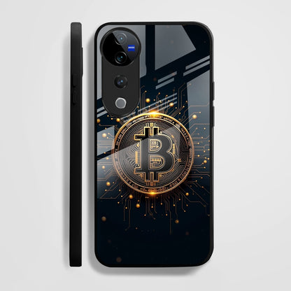 Vivo V40 Pro 5G Premium Acrylic Shockproof Glass Back Case (Bitcoin Armor)