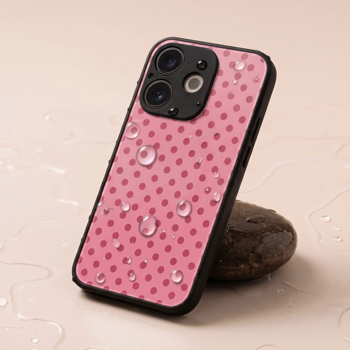 Oppo A5 Pro 5G Aesthetic Pink & Rose Polka Dot Acrylic Back Cover