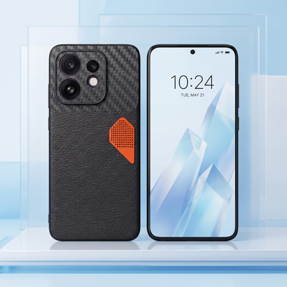 Oppo Reno 16 5G Carbon Fiber Heat Dissipation Leather Hybrid Phone Case