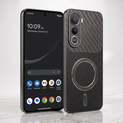 Vivo Y400 Pro 5G Carbon Fiber Leather Hybrid MagSafe Magnetic Case