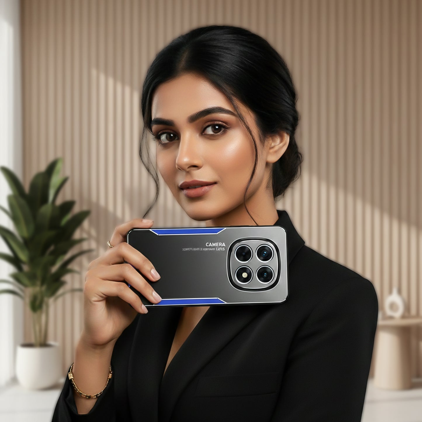 Oppo F29 Pro 5G Luxury Aluminium Metal Frame Protective Case with a camera case on a neutral background