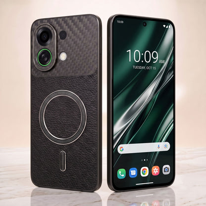 Oppo K13 Turbo 5G Carbon Fiber Leather Hybrid MagSafe Magnetic Case