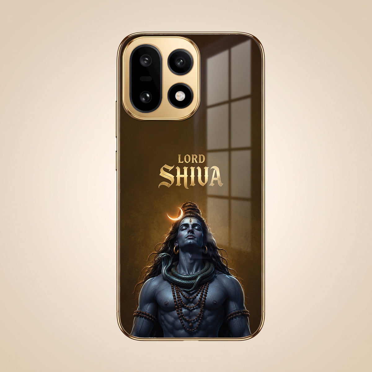 OnePlus 15 5G Lord Shiva Gold Electroplated Glass Phone Back Case