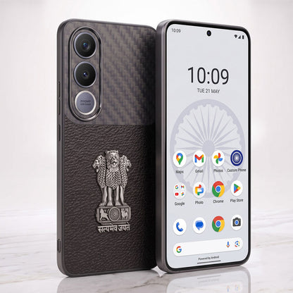 Vivo V70 FE 5G Satyamev Jayate Carbon Fiber Leather Hybrid Phone Case