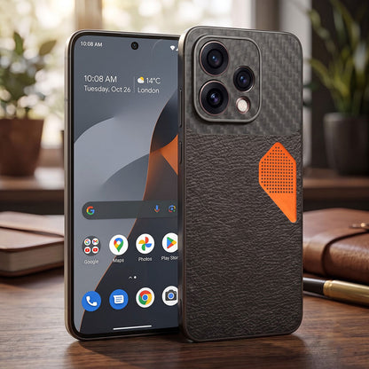 Oppo Reno 15 5G Carbon Fiber Heat Dissipation Leather Hybrid Phone Case