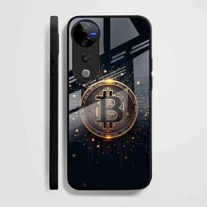 Vivo V40 Pro 5G Premium Acrylic Shockproof Glass Back Case (Bitcoin Armor)