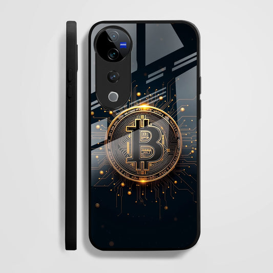 Vivo V40 Pro 5G Premium Acrylic Shockproof Glass Back Case (Bitcoin Armor)