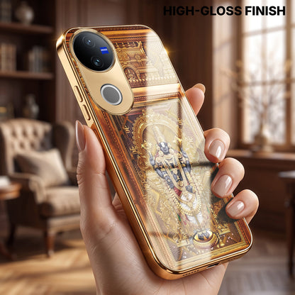 Vivo V50 5G Premium Heritage Gold Electroplated Glass Phone Back Case