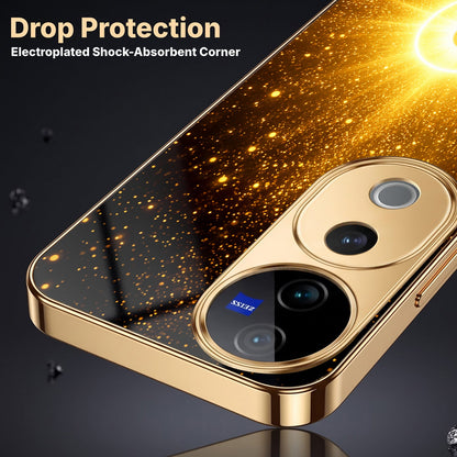 Vivo V40 Pro 5G Lakshmi Sacred Gold Electroplated Glass Phone Back Case