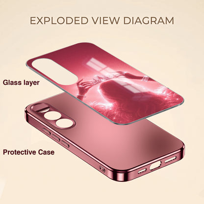 Vivo V70 FE 5G Luxury Crown Queen Pink Electroplated Glass Phone Back Case