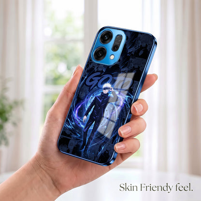 Oppo Reno 14 5G Jujutsu Kaisen Blue Electroplated Glass Phone Back Case